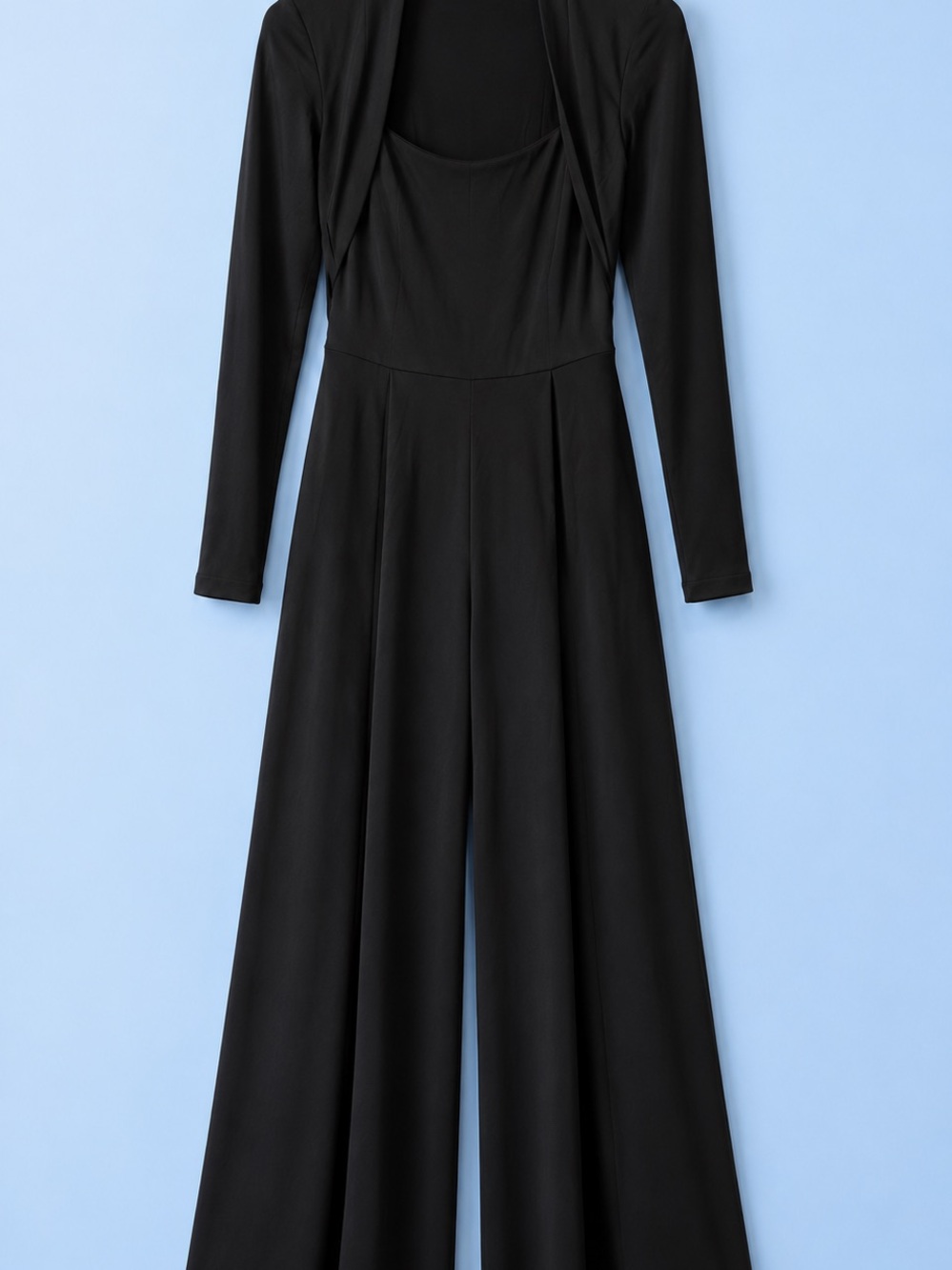HALARA Black Long-Sleeve Wide-Leg Jumpsuit